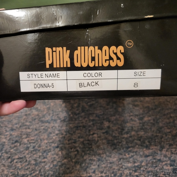 Pink Duchess Black Heels sz 8 - Picture 3 of 3